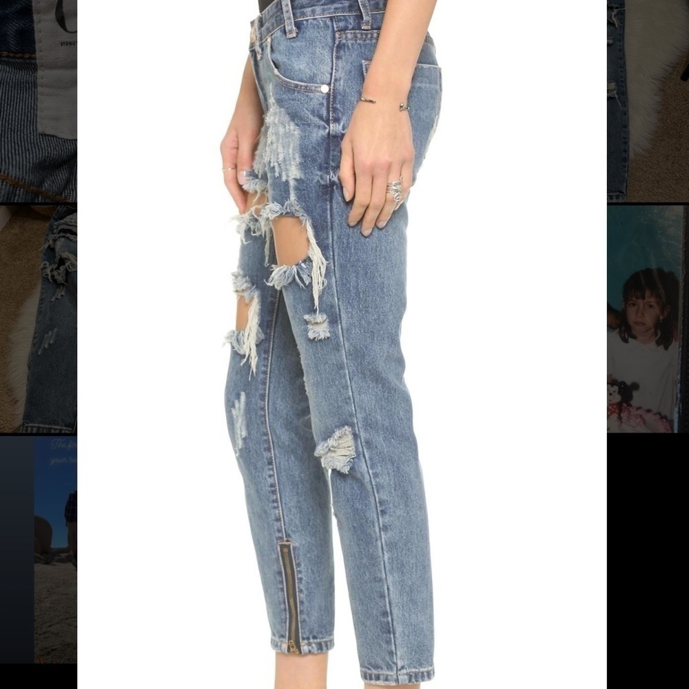 One Teaspoon Factory Distressed Trashed Free Birds Denim Ankle Zip jeans